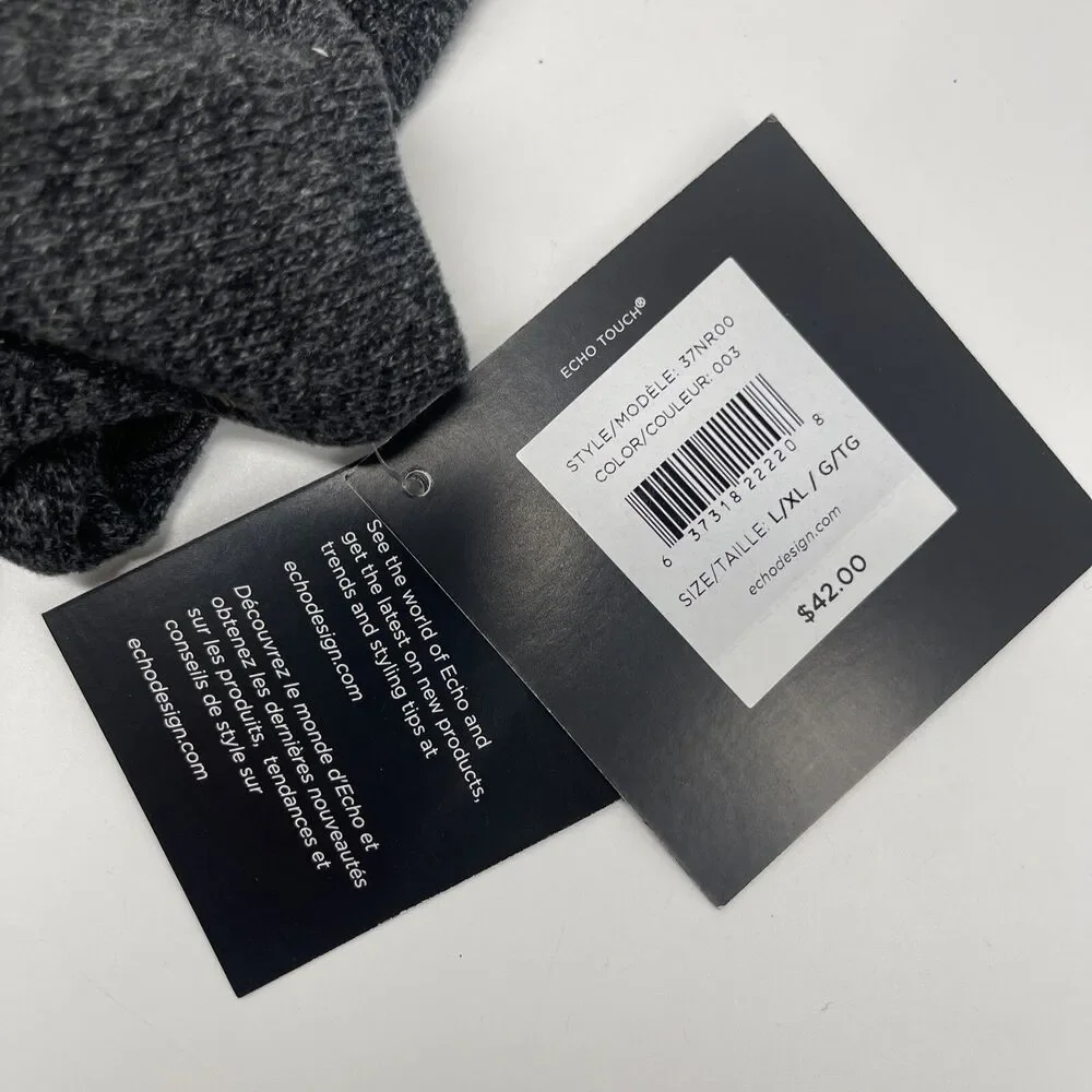 Echo Touch Womens Gloves Dark Gray Sz L/XL New